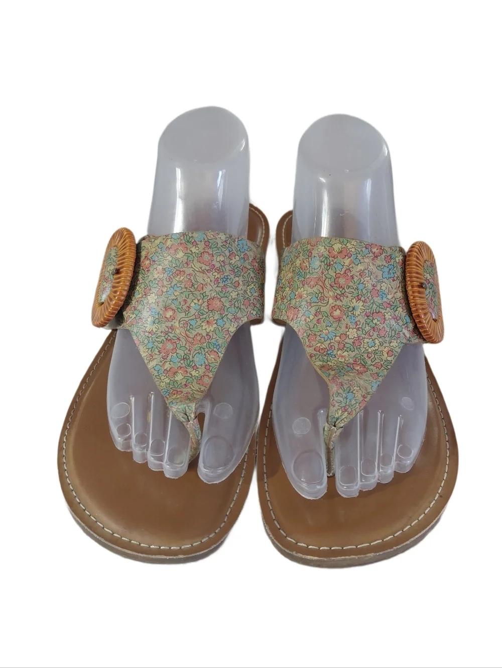 Patricia Nash Multicolor Floral Leather Thong Sandals Size 8.5